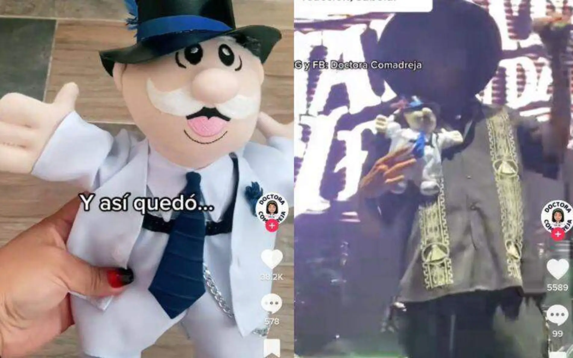 Personalizan muñeco del Dr. Simi como Pachuco Captura de pantalla TikTok @doctoracomadreja